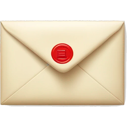 cream envelope with red postage stamp emoji
