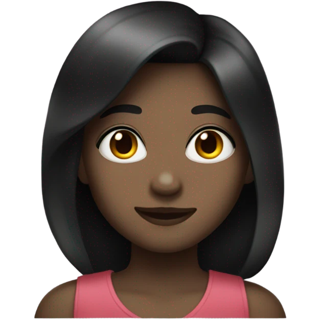 Dark haired girl with heart eyes blushing emoji