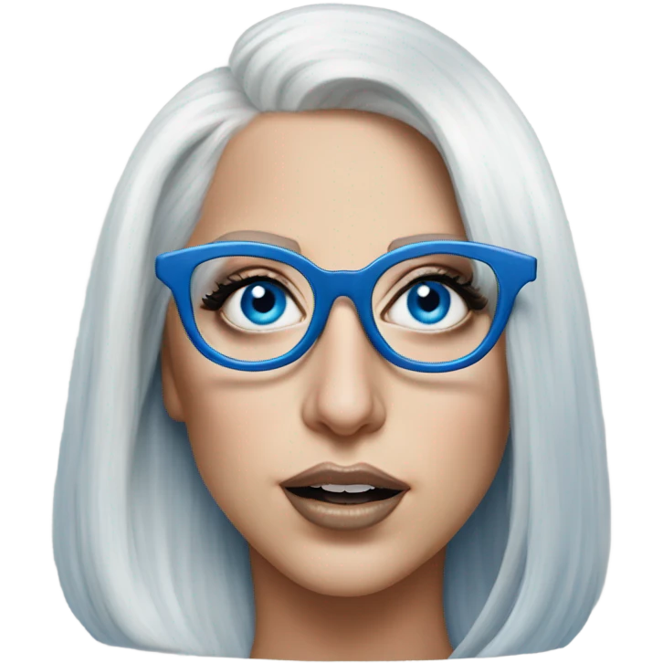 Hyper Realistic Lady Gaga blue eyes big glasses  emoji