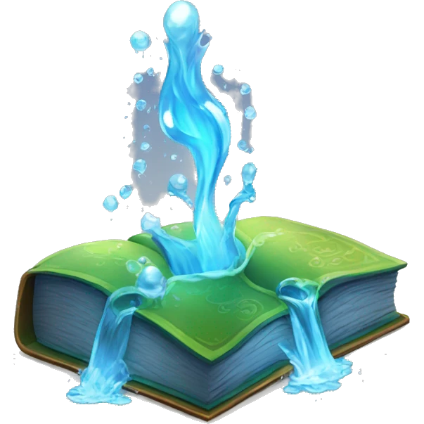 magic book, water element emoji