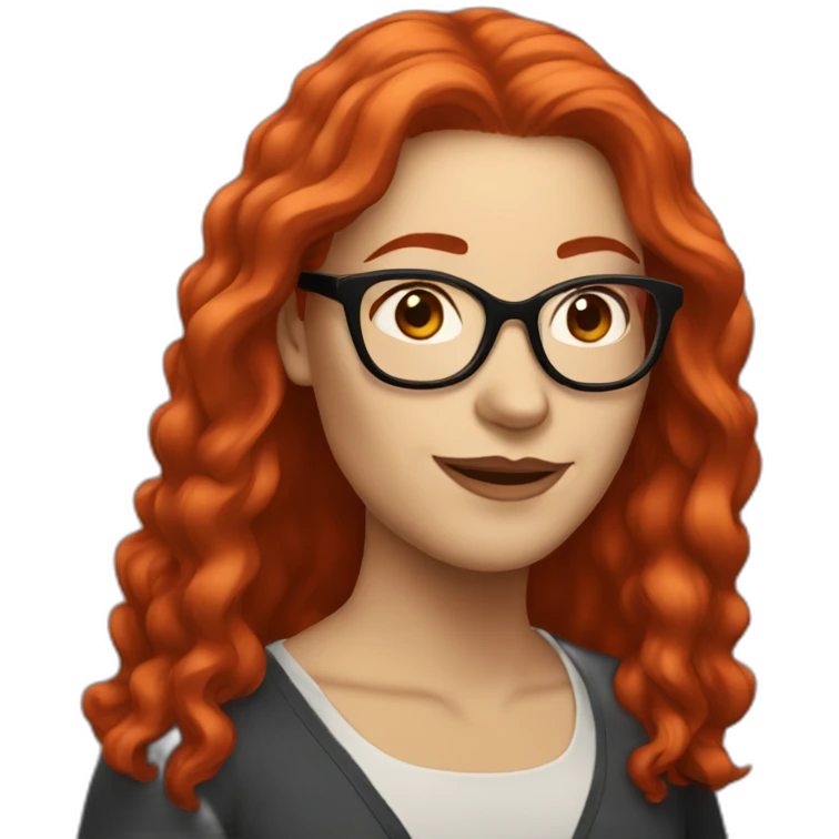 white woman with long red hair and red glasses emoji