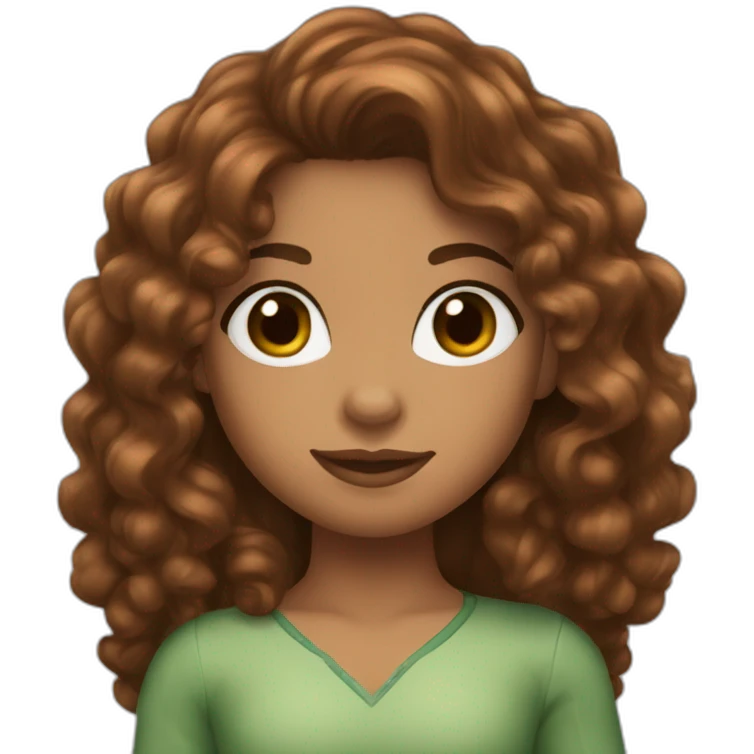 Girl with long brown curly hair and spider-man suit and olive skin emoji