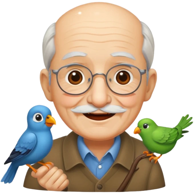 happy old man with bird emoji