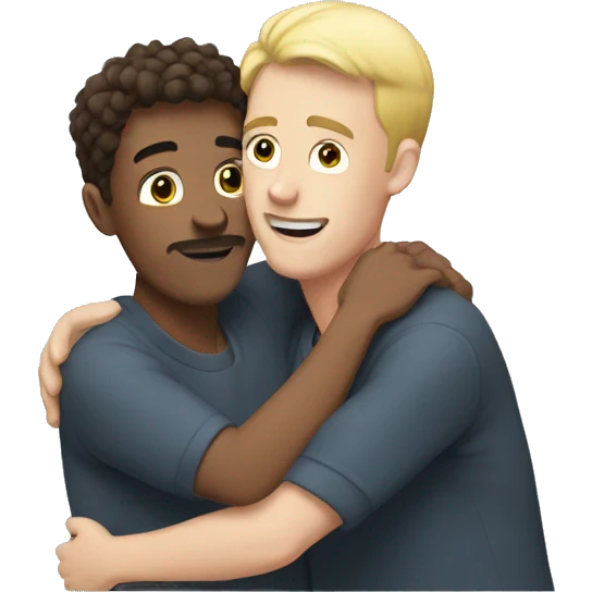 Two white males hugging each other emoji