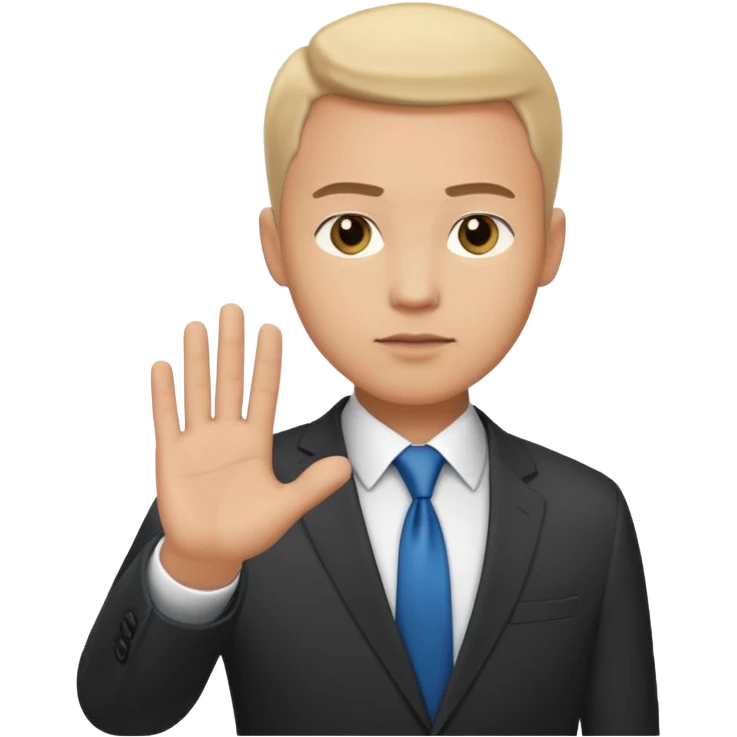 The businessman extends his hand to the side, as if he is about to give something. emoji