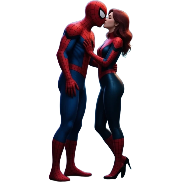 Spider man and spider woman  kiss kiss creepy emoji