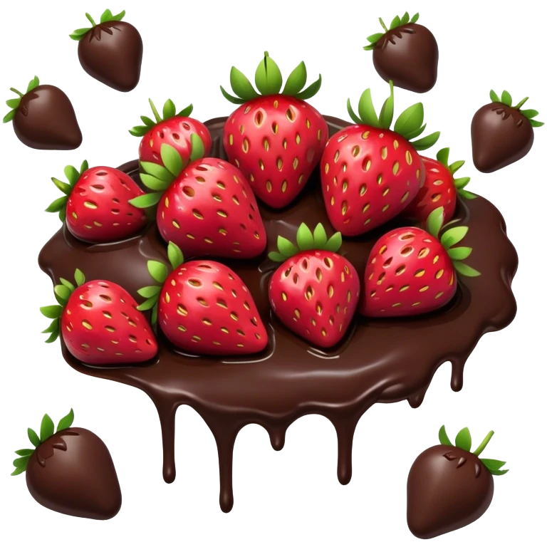 lots of strawberries in melted chocolate emoji