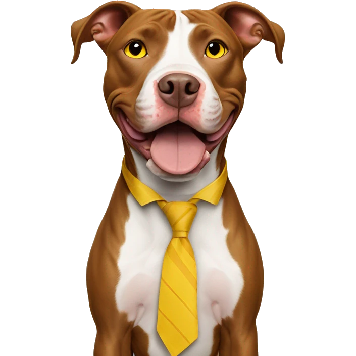 Rednose pitbull with yellow eyes, smiling with tie emoji