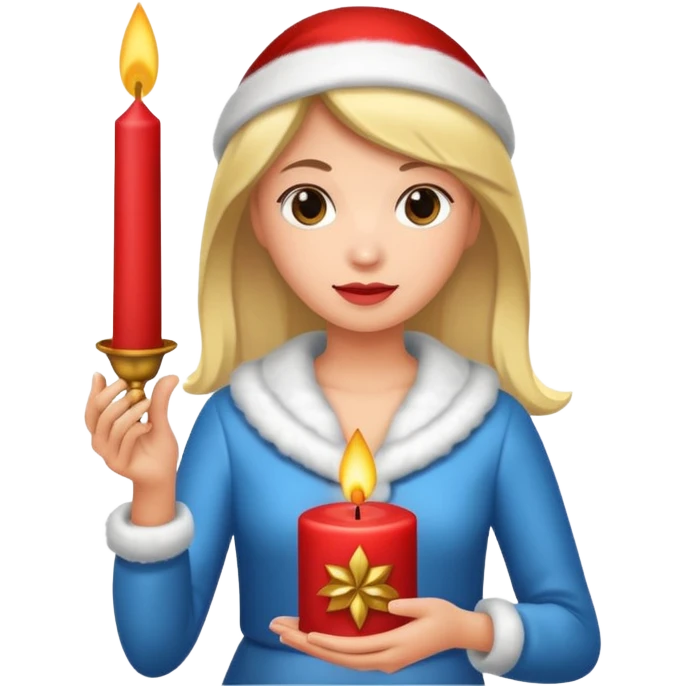 woman holding christmass ornamented candle emoji