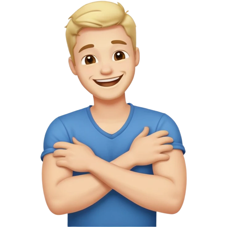 arms crossed holding neck laughing guy emoji