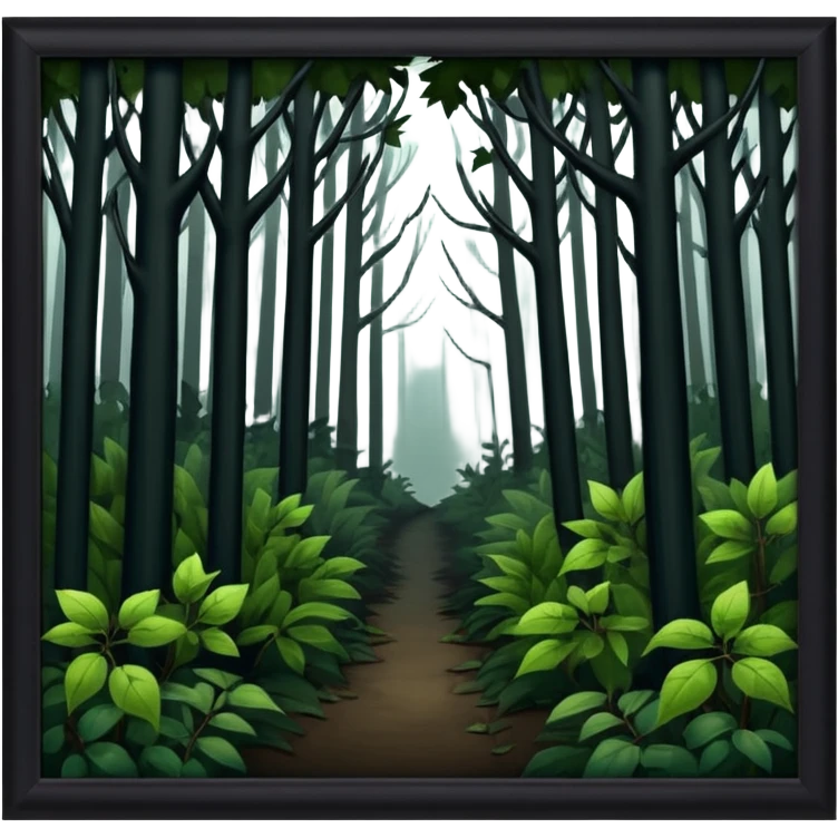 a dark, scary forest outside the fence emoji