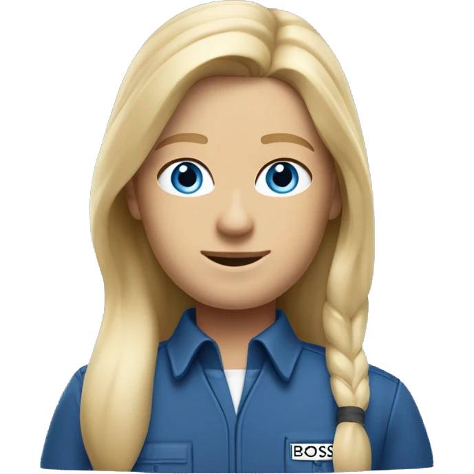 Nordic janitor with blonde hair blue eyes uniform designed by hugo boss emoji