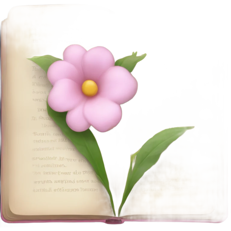 Realistic Open book with light pink flower inside emoji
