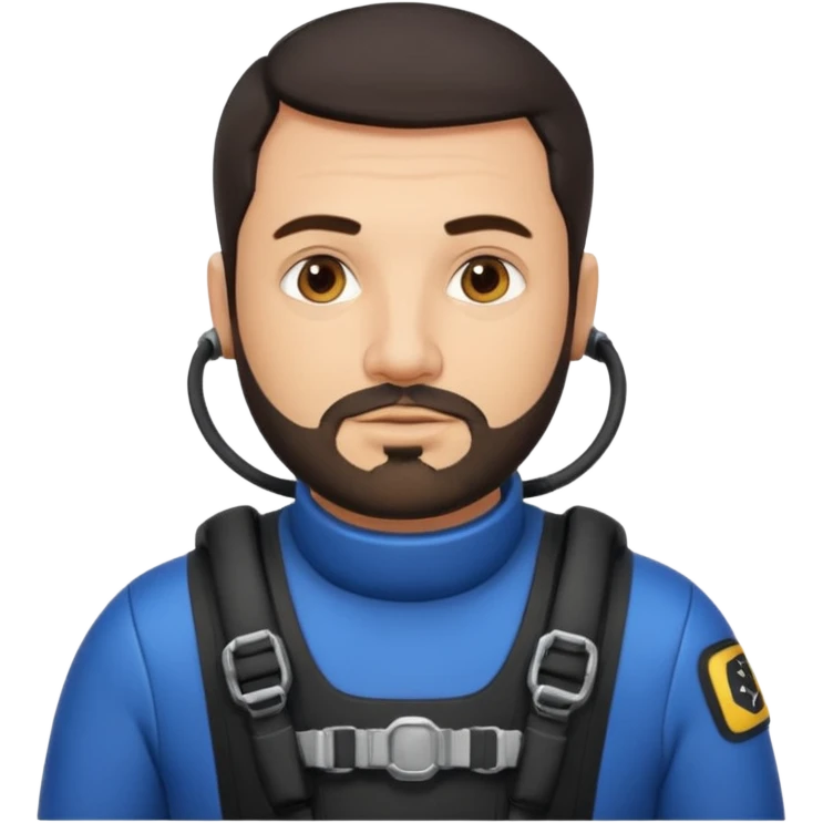 Man 38 dark hair, short beard, mideteranean, slightly overweight, scuba diving. Portrait emoji