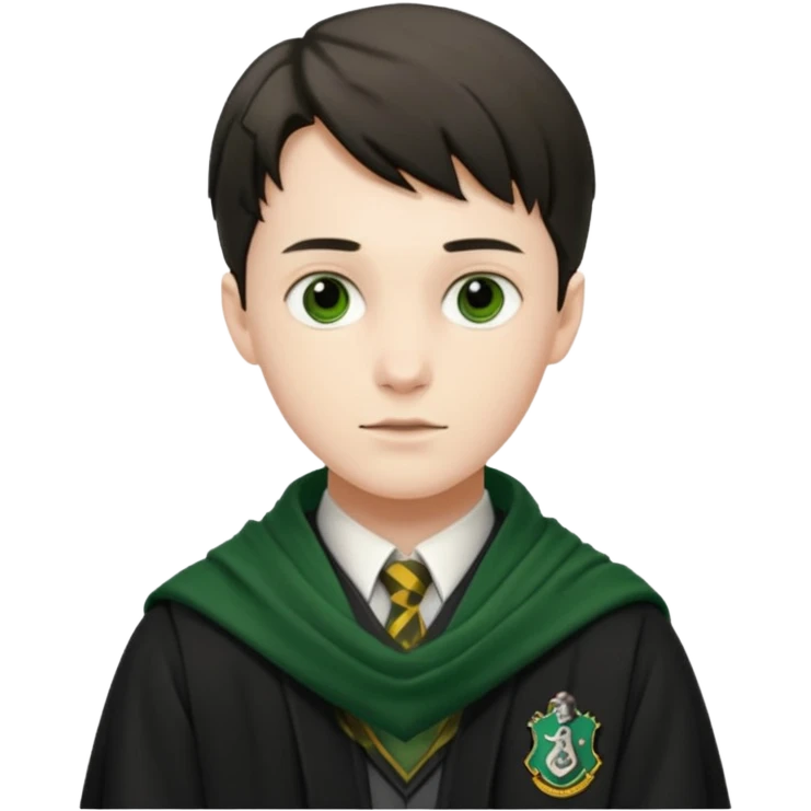 tom riddle, hogwarts uniform,  green scarf emoji