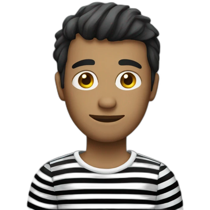 robber wearing a black and white striped t-shirt emoji
