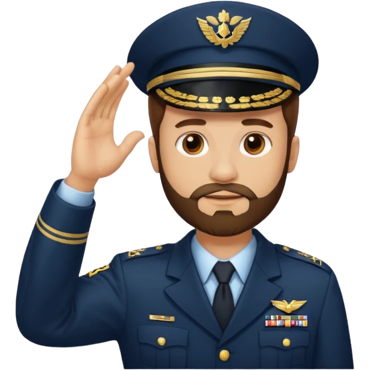 Cop with short brown hair and beard saluting emoji