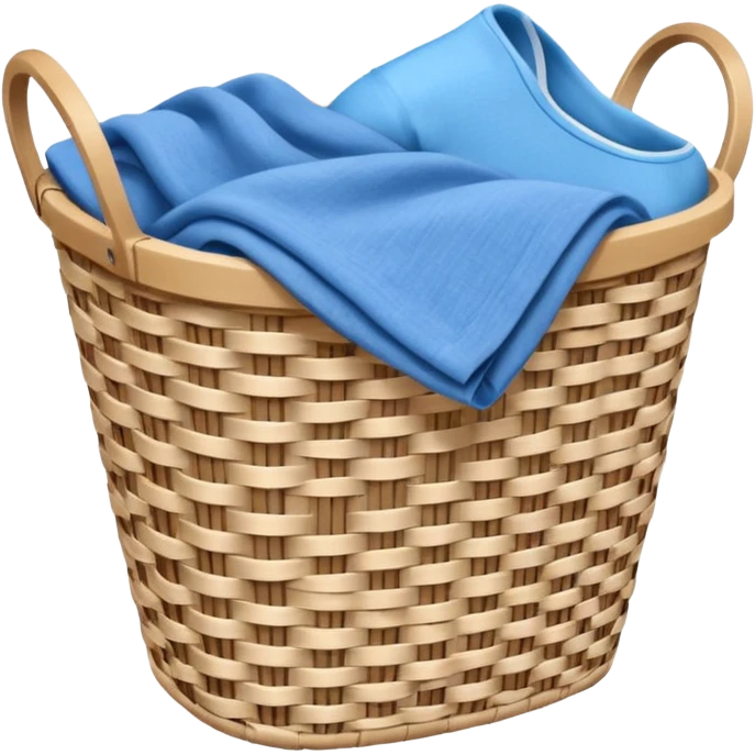white LAUNDRY BASKET WITH FOLDED blue CLOTHES emoji
