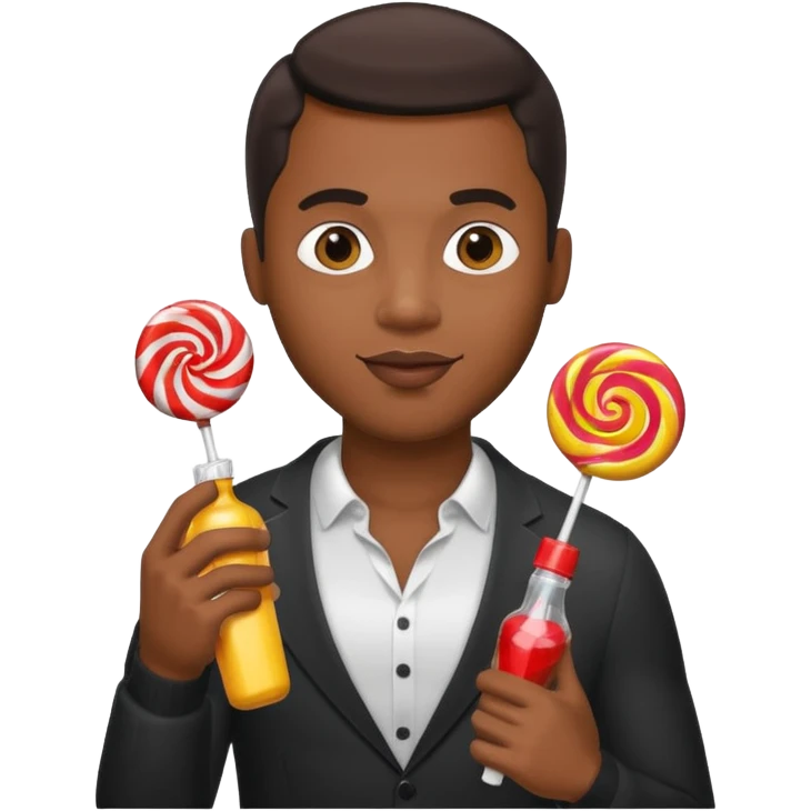 Sexy black man hold a bottle and a lollipop emoji