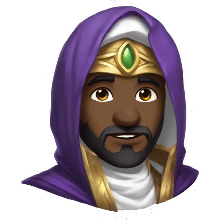 make kassadin from league of legends but just his head and blushing, make him middle eastern, not brown, and she less of his face and more of kassadins mask emoji