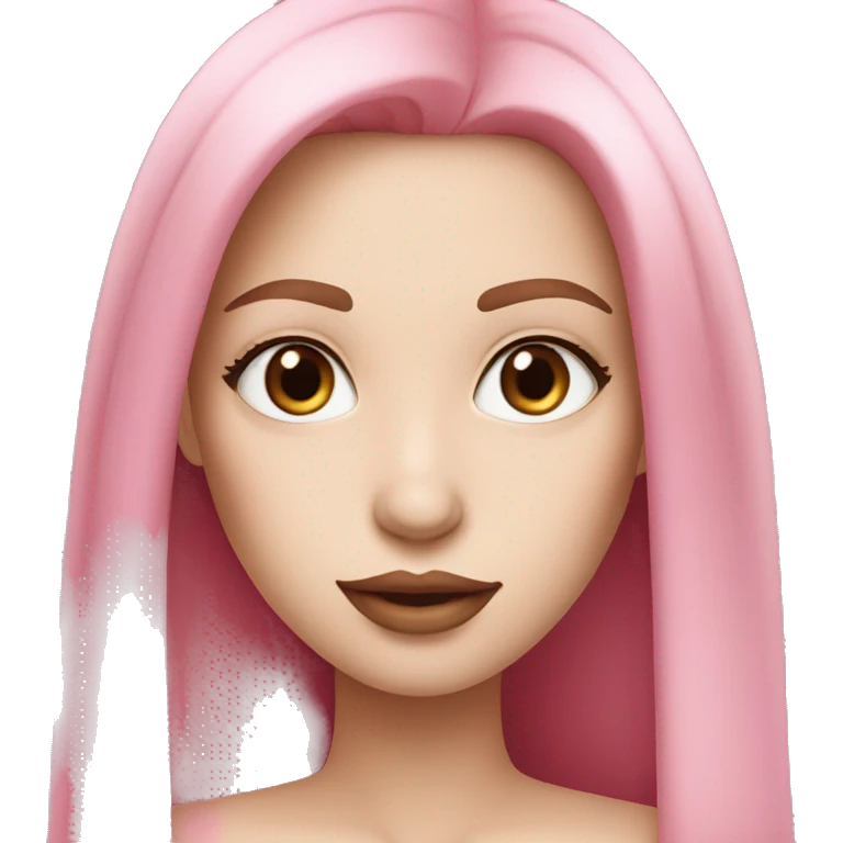 White skin? Woman, with long pink straight hair and brown eyes,pink lipstick emoji