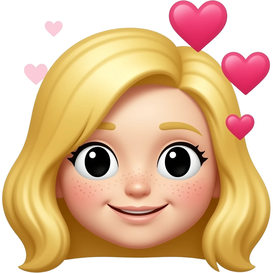 IOS emoji blonde lady, freckles, hearts over head emoji