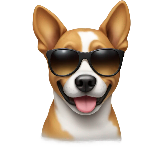 playful dog  with sunglasses  emoji