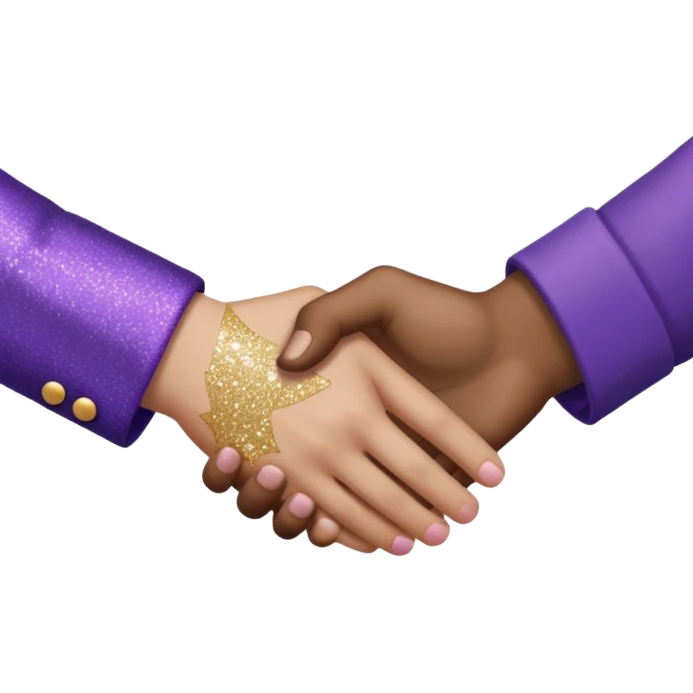 Glitter Purple and Cian handshake emoji