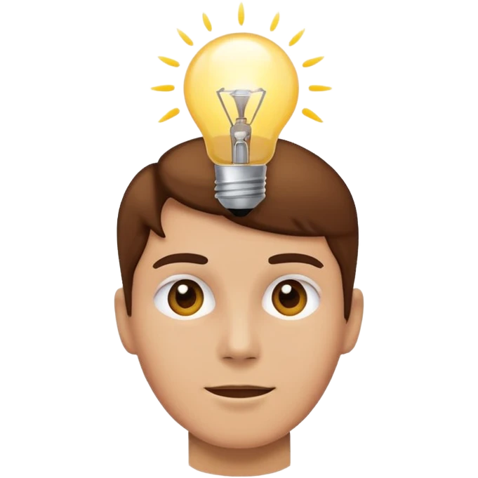 face with a lightbulb above the head, classic apple emoji style, representing sharing an opinion or idea emoji