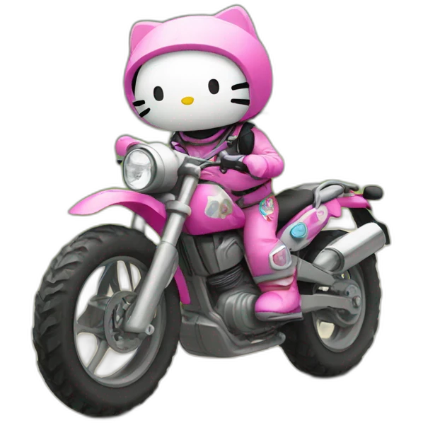 Hello kitty en moto trail emoji