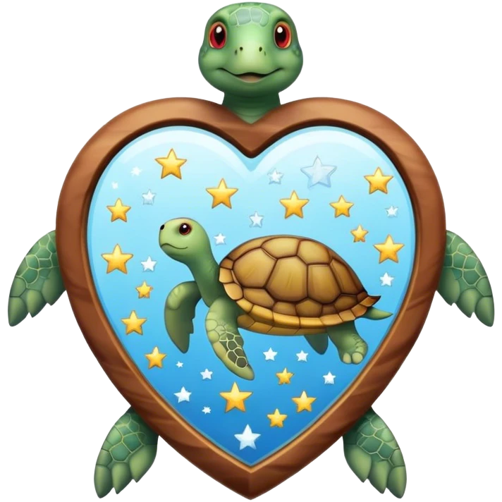 Heart shaped Mirror with turtle and stars emoji
