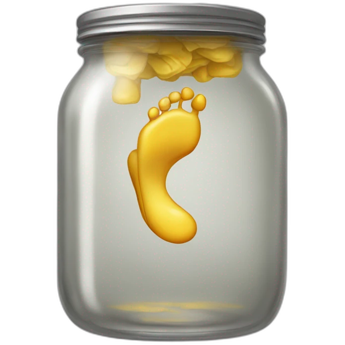 an empty glass jar squeezed +in-between human feet,-inside,-in-the-jar,-nsfw,-genitals emoji