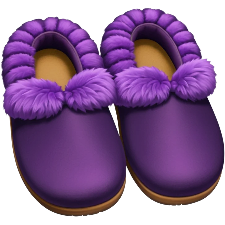 midnight plum color, hyperrealism  cute slippers. No emoji faces, no emoji icons, no human figures, isolated, highly detailed, colorful, render. emoji