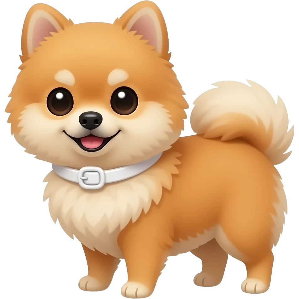 Uma Lulu da Pomerânia com lacinho branquinha e pequenininha emoji