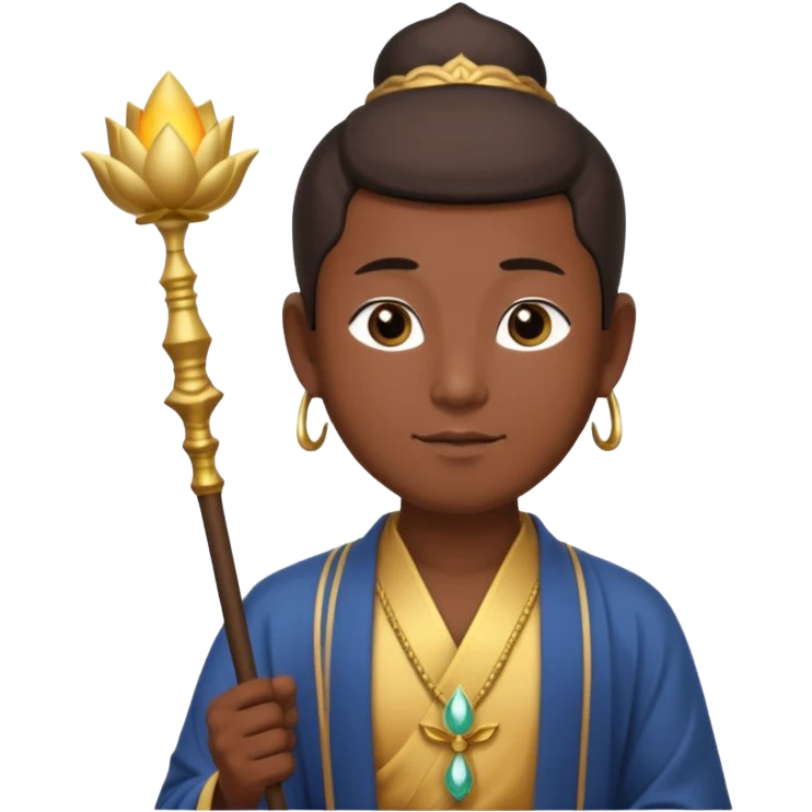 asian man with lotus, scepter, buddhism, lotus emoji