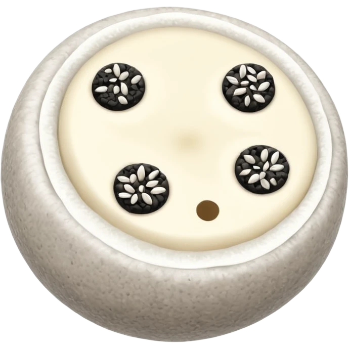 small glutinous rice flour balls with black sesame insdie emoji