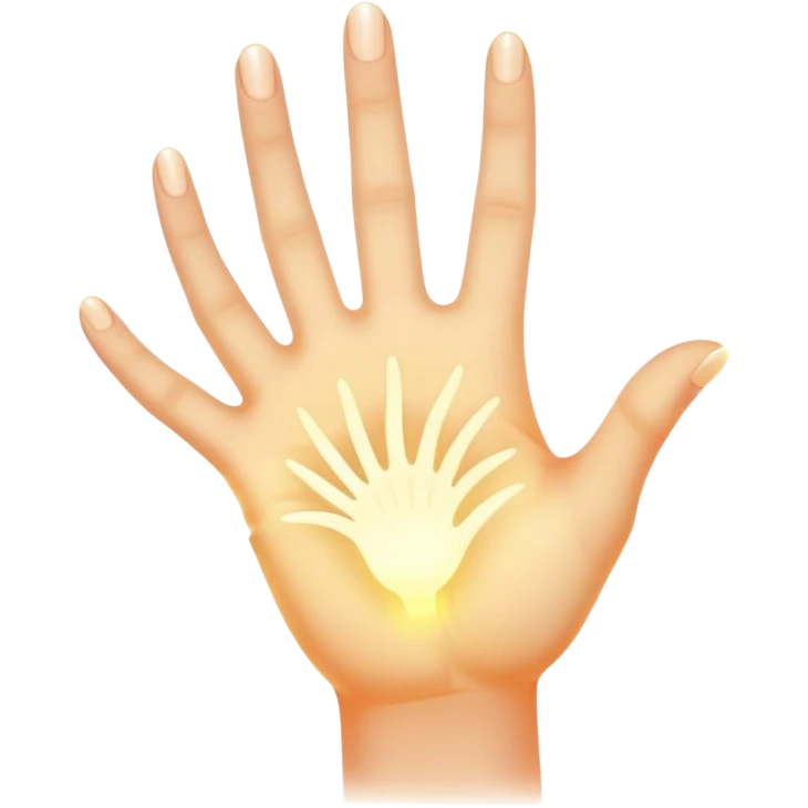 ethereal glowing hand with symbolic palm lines emoji