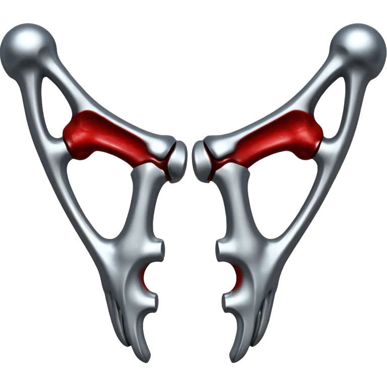 metallic anatomic bones with blood, steel texture, dark dramatic tone, minimal details emoji