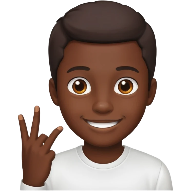 dark skin boy in white shirt emoji