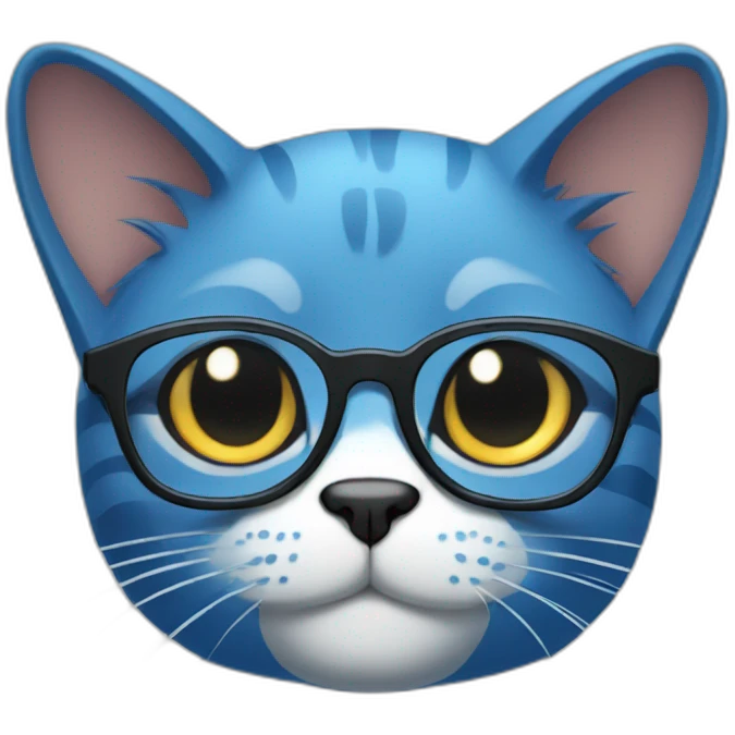 Blue cat with glasses emoji