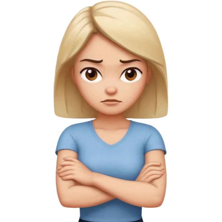 Woman with arms crossed in a mad way with an attitude turned to the side a little  emoji