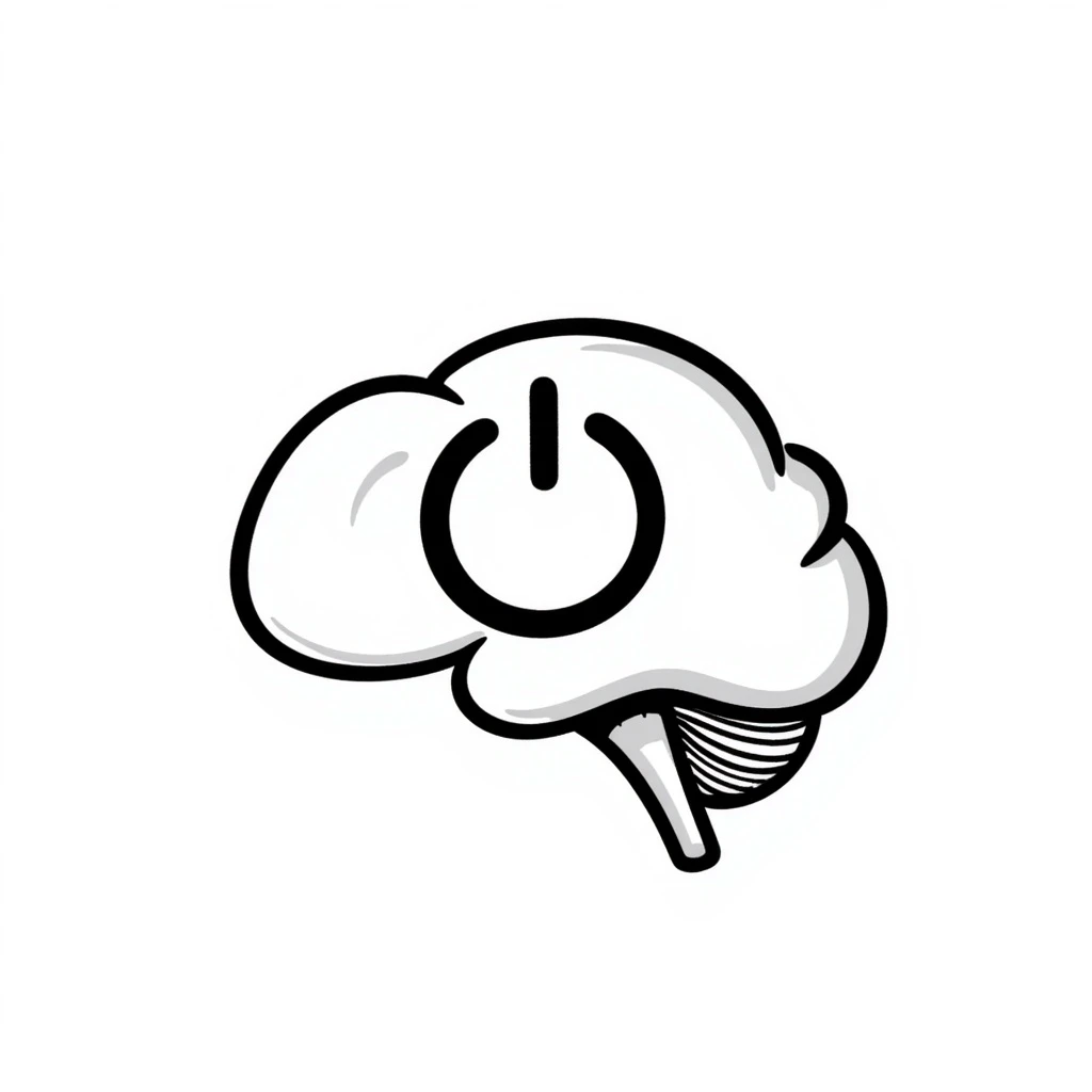 reboot mind icon, hand-drawn sketch style, playful, simple emoji