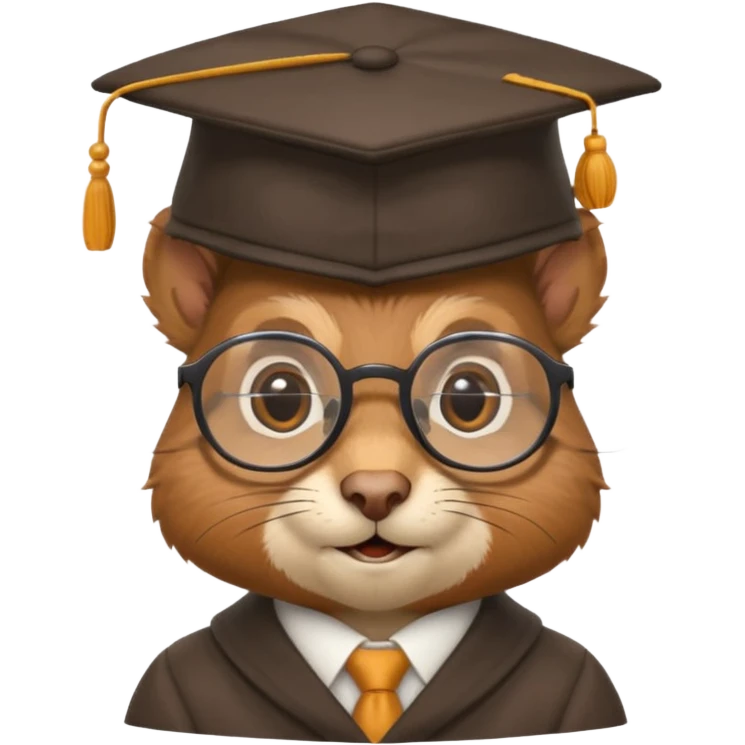 écureuil savant, expression extrêmement savante, lunettes rondes épaisses, toque de professeur, air concentré emoji