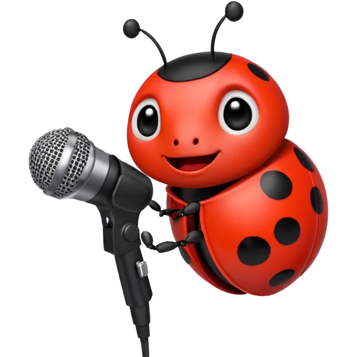 Ladybug singing with a microphone emoji