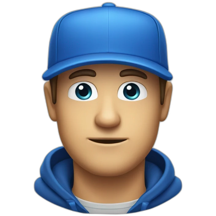 Mann mit Bart und blauer Cap und blauen Augen und hält ein bier emoji