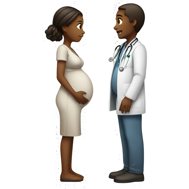 pregnant girl talking to doctor emoji