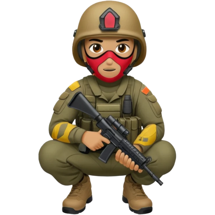 Soldier crouching with tactical mask emoji