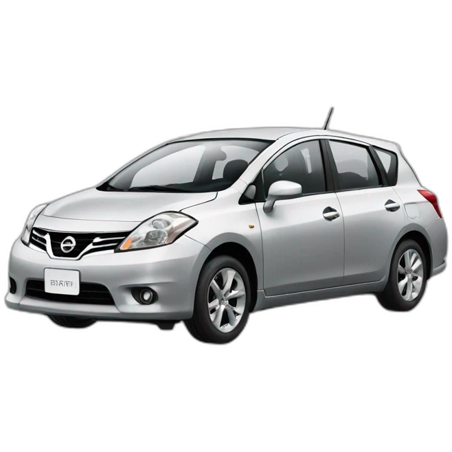 Nissan Tiida gris claro y de medio lad emoji