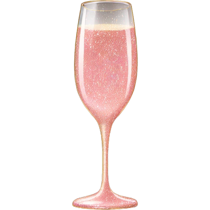 Rose pink champagne glass with glitter  emoji