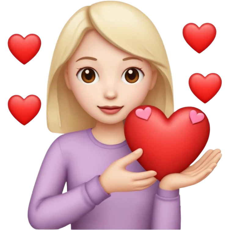 Emoji with hearts surrounding and a heart in hand emoji